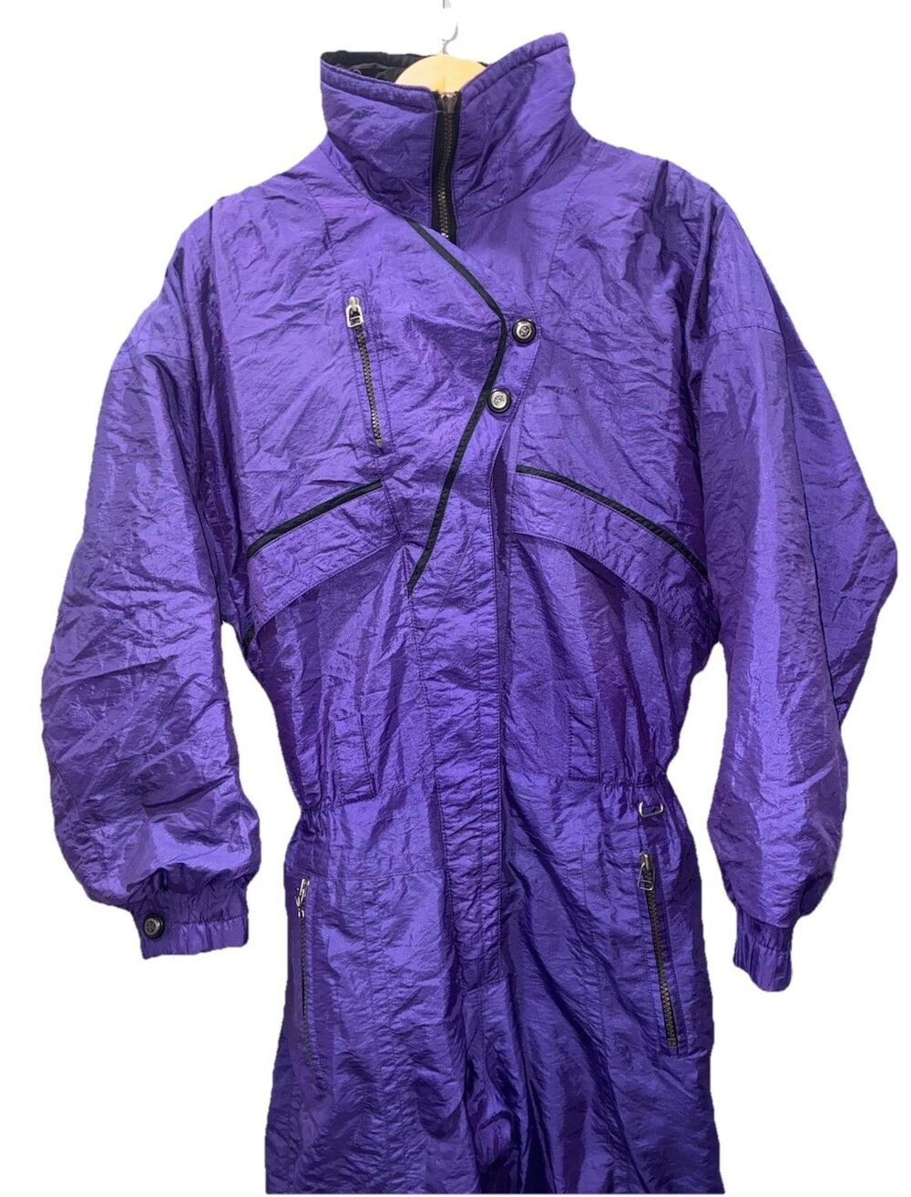 VTG 80s Inside Edge Ski Suit Size S One Piece Snowsuit Bib Retro Purple EUC